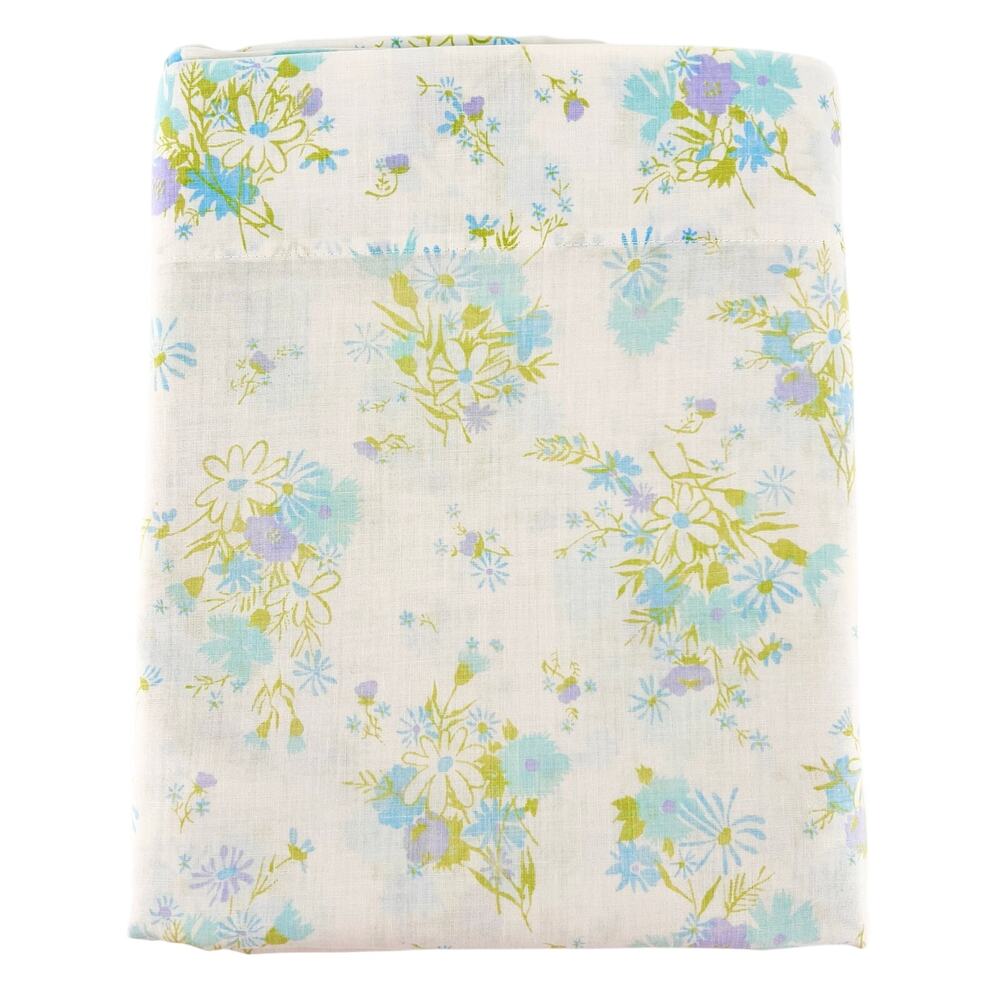 Vintage Cottagecore Floral Sheet 70s Full Flat Cottage Shabby Chic